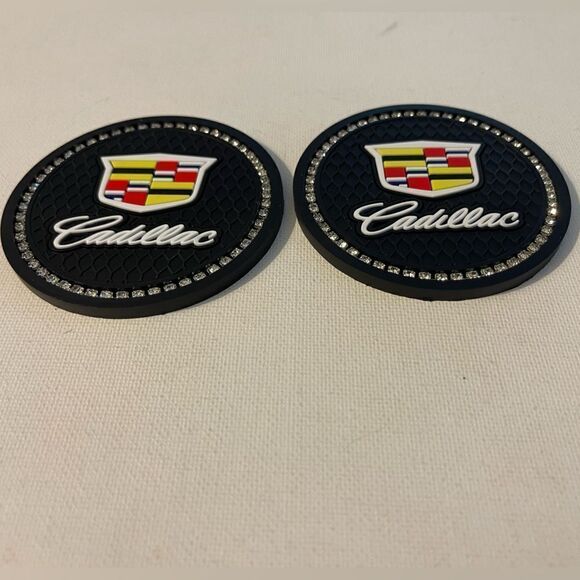 Cadillac Car Cup Holder Coasters with bling set of 2 NWT - Picture 2 of 4